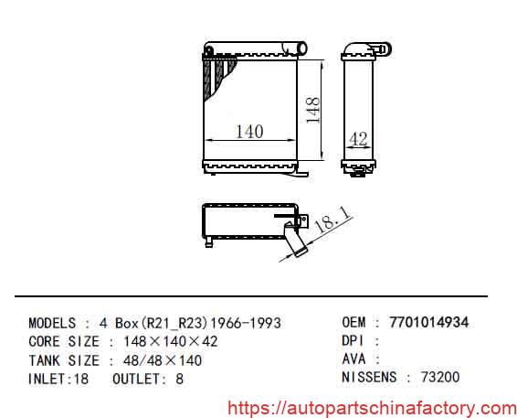 APCF-63-85017-drawing-mechanical-heater-radiator-for-renault-r4-sedan-and-van