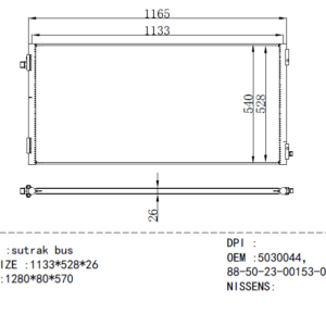 drawing of APCF-88-31083 Condenser Coil for MAZ Bus Sütrak 5030044
