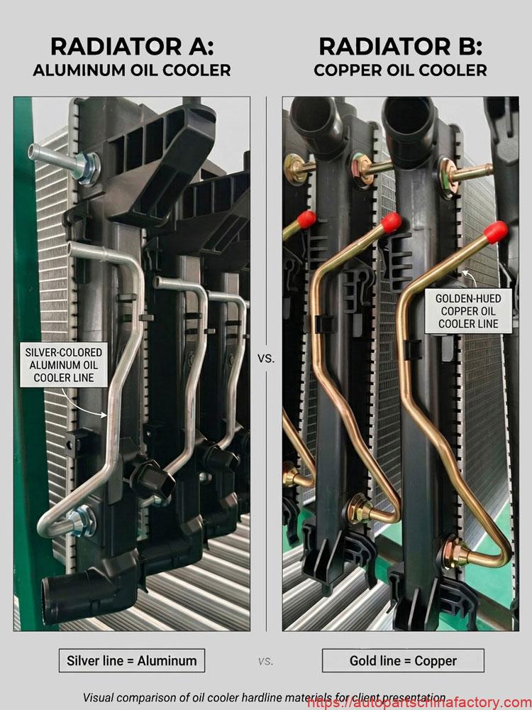 Radiator with Copper Oil Cooler vs. Radiator with Aluminum Oil Cooler: A Visual Material Comparison
