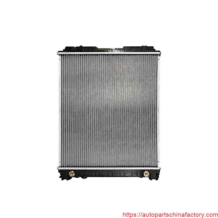 Back view of a replacement automotive radiator, model APCF-72278, showcasing the rear tank and mounting points.
