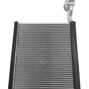Rear view of the APCF-66-79081 AC evaporator core showing the fin structure and expansion valve connection.